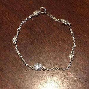 Silvertone Floral Gem Bracelet